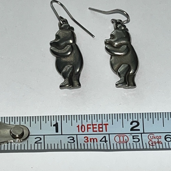 Disney Classic Winnie The Pooh Dangle Pewter Earrings vintage - Picture 4 of 9